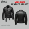 Men’s Biker Leather Jacket handmade from genuine leather front view