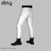 White Leather Jeans Men – Right Side View, Genuine Leather Texture Detail