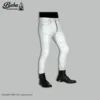 Custom White Leather Pants – Left Side View Showing Fit & Stitching