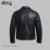 Back view of handmade casual leather jacket with clean indigo finish