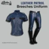 Men's leather breeches uniform with matching leather shirt and fitted breeches