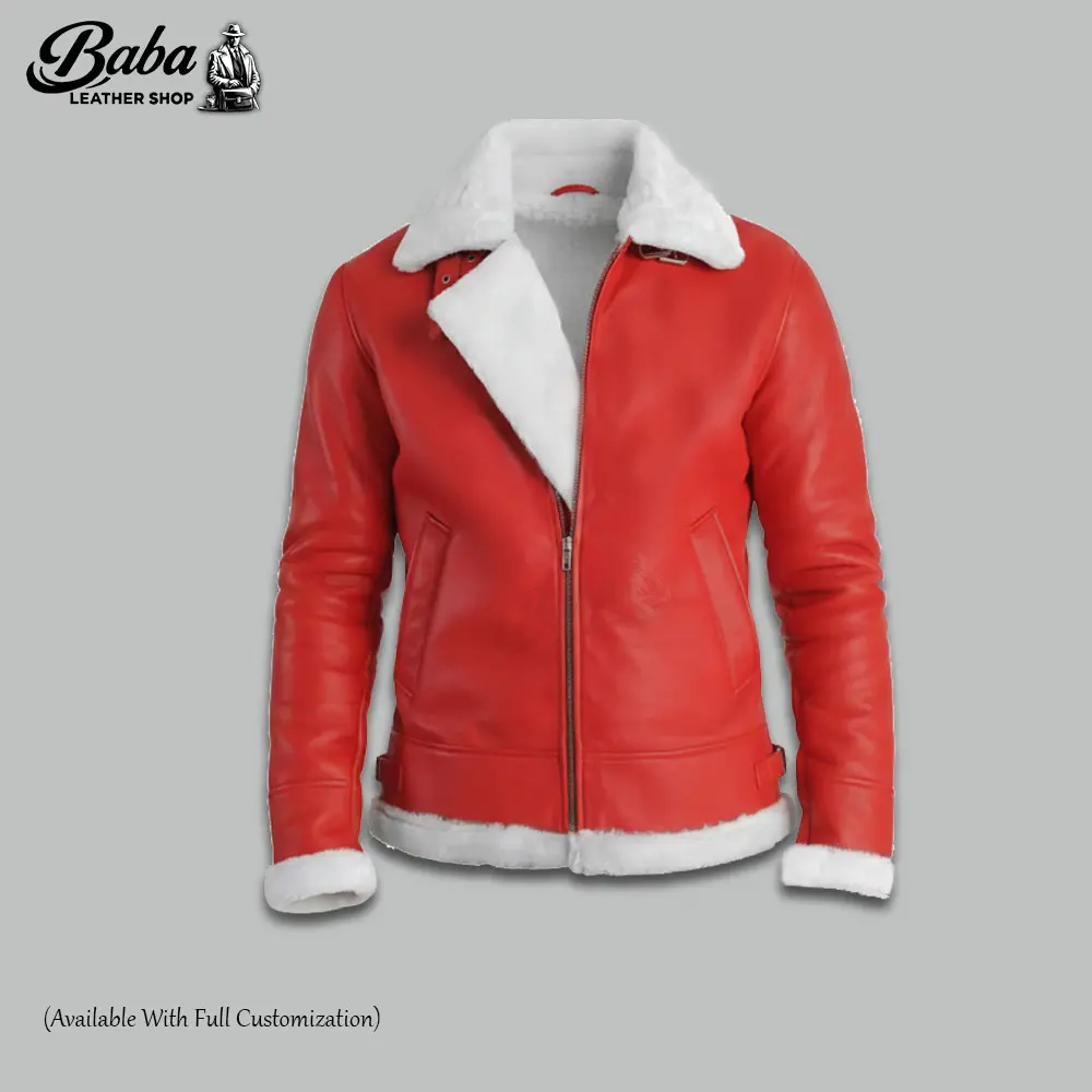 Shearling Leather Jacket back view showing full leather finish and shearling lining detail