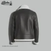Back view of heritage shearling leather jacket showing clean panel stitching and premium leather finish