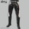 Real leather pants for men in slim fit black lambskin with premium stitching — front view
