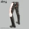 Men's slim leather pants back view showing tailored cut, reinforced seams and luxury finish