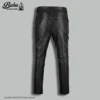 Back View Alt Text: Back view of rear zip leather pants showing stitching and fit
