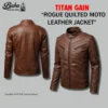Men's brown cafe racer leather jacket – front style shot showing slim fit and classic biker design