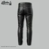 Mens real leather pants black back view durable custom sizing