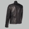 Black Classic Leather Jacket back view showing panel stitching and fit