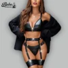 Leather lingerie set, styled view