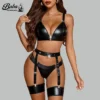 Leather lingerie set, front view