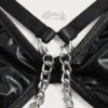 Close-up of metal chain detail on Leather Bra With Chains