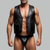 Black Leather Vest For Men front view