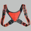 Leather Shoulder Harness in red and black with buckled straps