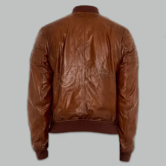Mens Brown Bomber Jacket back view