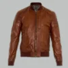 Mens Brown Bomber Jacket front view