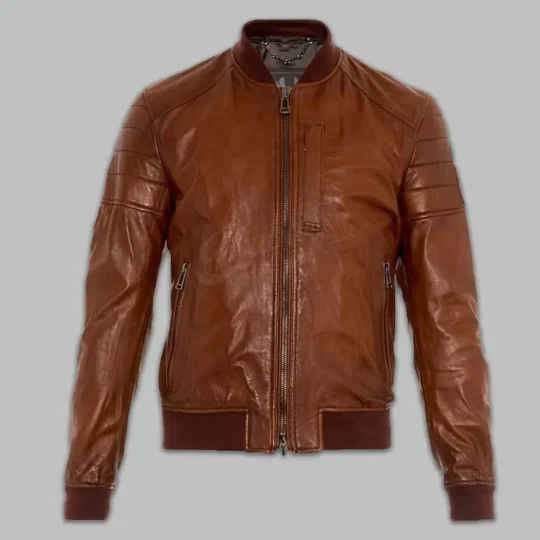 Mens Brown Bomber Jacket front view