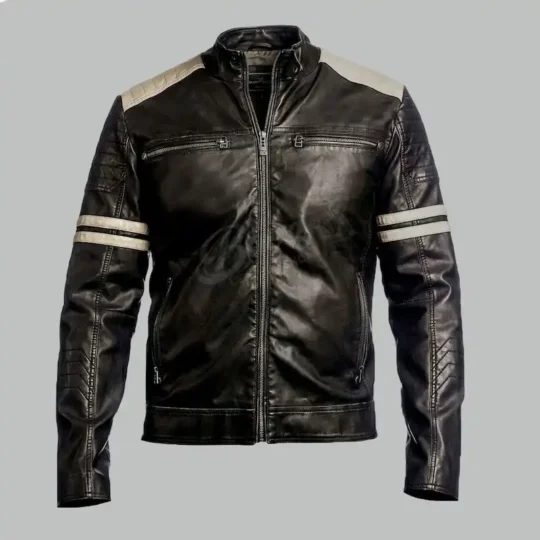 Mens Racer Jacket with white stripes front view