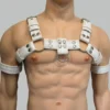 White Mens Leather Harness front view