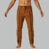 Man wearing brown suede lace up leather pants with side lacing front view